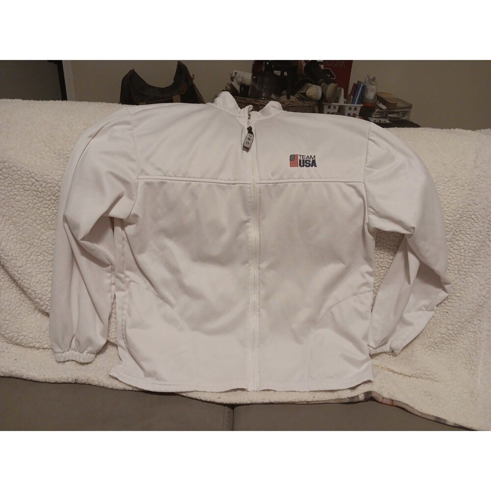 Vtg Olympic Committee Jacket Mens XL White Full Zip Team USA Track Sports